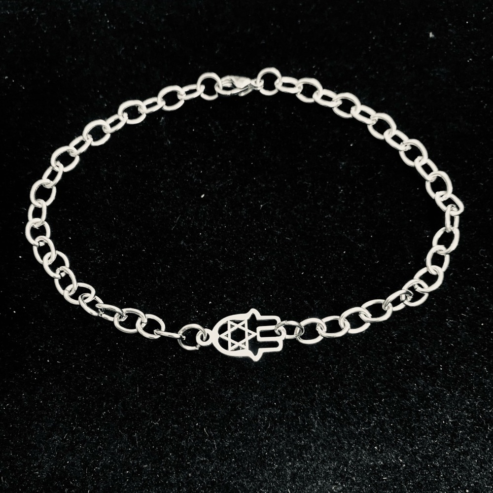 Men’s Hamsa Hand/Star of David chain bracelet - Picture 2 of 4